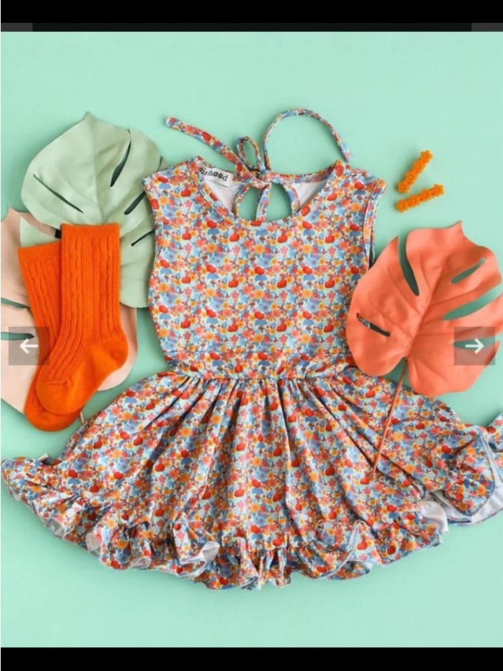 Girlhood by Little Stocking Co. Sleeveless Floral Twirl Dress Girls Size 6